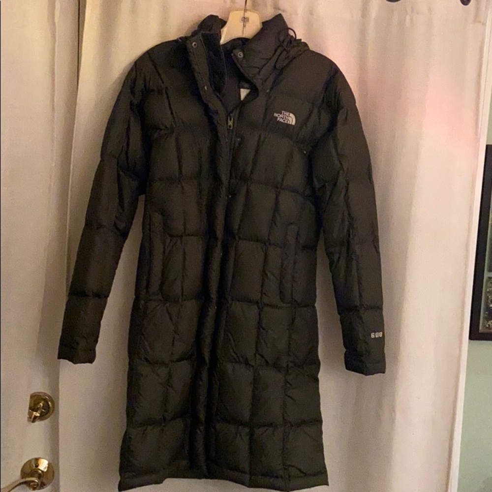 Olive green North Face down parka